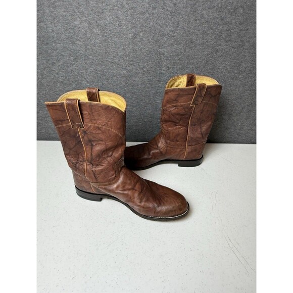 Justin Boots Jackson 12 EE Round Toe Roper Mens Brown Casual Boots 3163 Cowboys - Picture 2 of 5